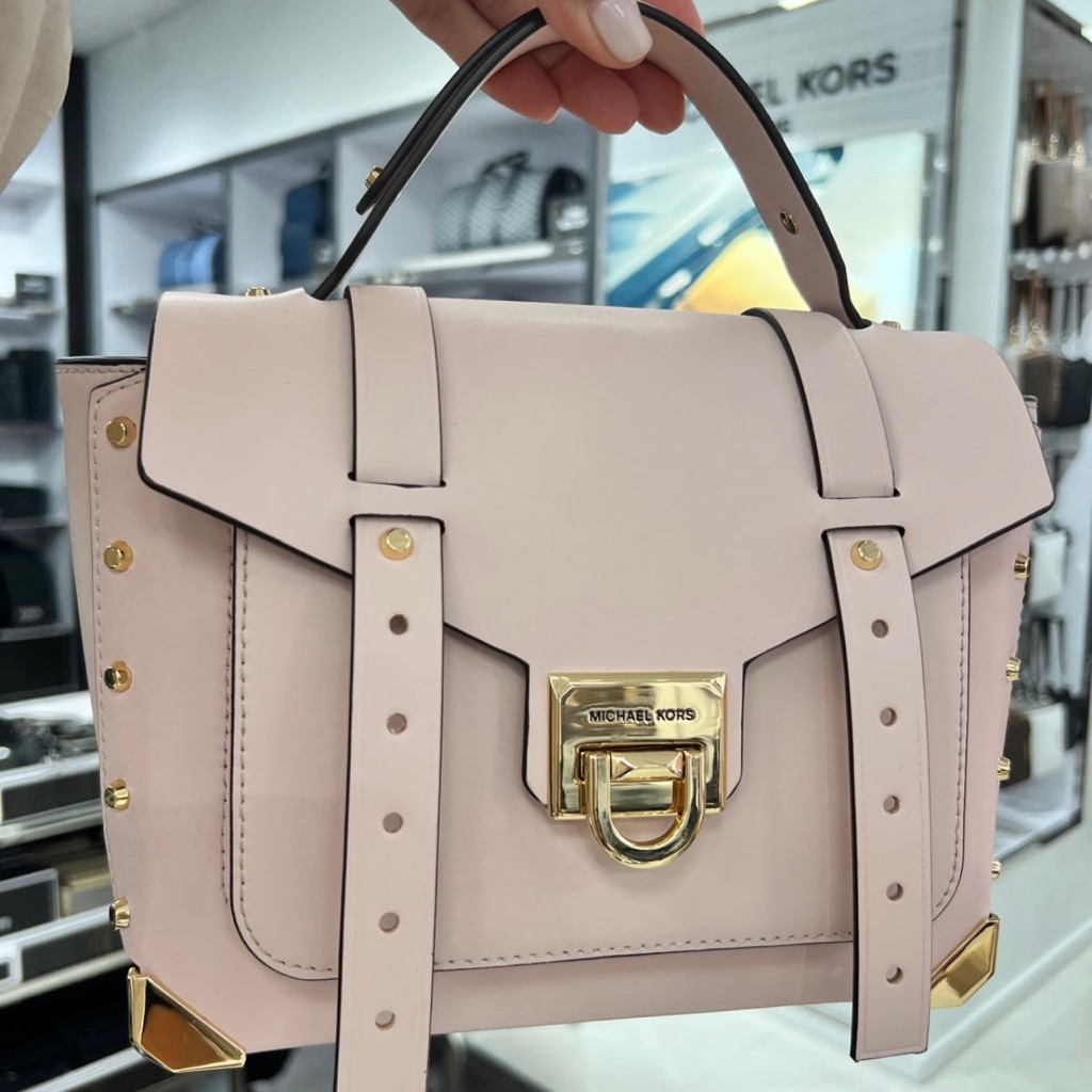 Michael Kors Manhattan Medium Powder Blush Leather Top Handle Satchel Handbag